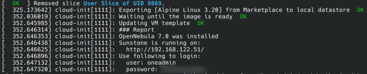 Opennebula minione installation via cloud-init within the lab
