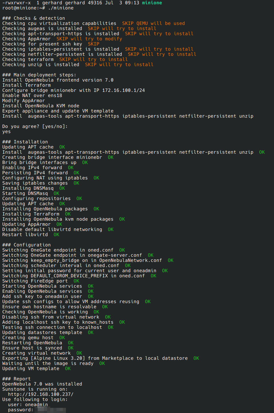 miniONE installation on ubuntu 24.04