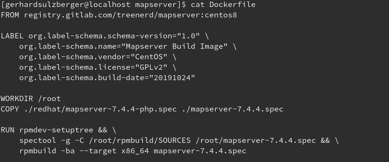 Docker container with Mapserver build artifacts ready for deployment