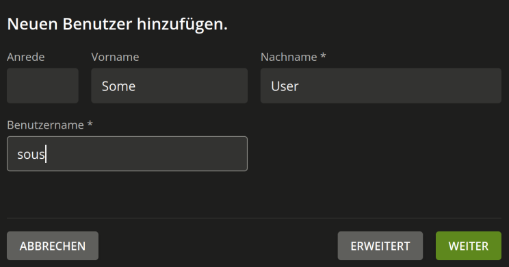 UCS user creation form for Linux Mint client access